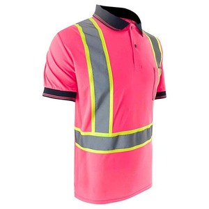 Pink <b>Polo</b> Shirts High Visibility Workwear Reflective Short Sleeve <b>Polo</b> Shirt Cheap price All Size - Product Image 4