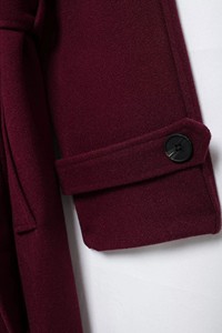 Maroon Solid Color <b>Women</b> <b>Wool</b> Trench <b>Coat</b> <b>Double</b> <b>Breasted</b> Solid Color Long Custom <b>Wool</b> <b>Coats</b> - Product Image 3