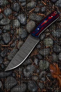 Couteau de chasse à lame fixe en acier Damas, fabrication artisanale, manche en bois laminé, couteau à dépecer avec étui – Vente chaude OEM ODM - Product Image 6