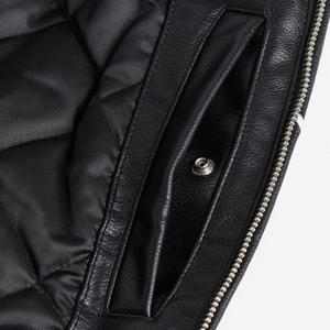 Chaqueta Varsity de Cuero Genuino para Hombre, a la Moda, para Invierno, con Cuello Alto, Logotipo Frontal, Personalizada, de Alta Calidad - Product Image 4