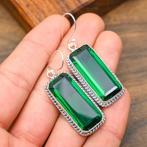Boucles d'oreilles en diopside chromé, faites à la main, élégantes, en argent sterling 925, bijoux en diopside naturel, cadeau de Thanksgiving - Product Image 4