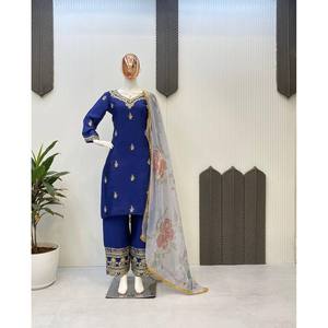 Hermoso conjunto de chifón (top y pantalón) con dupatta para fiestas, elegante y con estilo. - Product Image 6