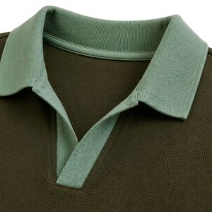 Ensemble polo et short pour homme vert olive et vert sauge, poche contrastante, tenue décontractée d'été en deux pièces, logo personnalisé, qualité supérieure - Product Image 5