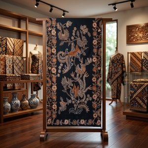 Tissu en coton 100% artisanal indonésien, batik Tulis dessiné à la main, motif Sarung Wahyu traditionnel, sacs de décoration intérieure écologiques - Product Image 6