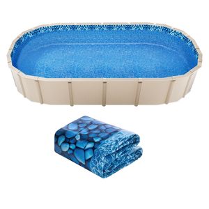 15 X 30 ft Durable Standard Gauge <b>Vinyl</b> Oval Pool Liner 52in <b>Wall</b> Height Unibead Ground Pool Liners Indoor Outdoor Portable - Product Image 1