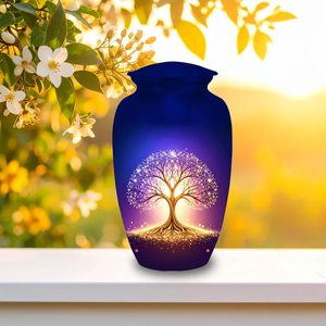 Blue Tree of Life Ashes Urn Handcrafted <b>Memorial</b> <b>Vase</b> Decorative Cremation Urn for Home Remembrance - Product Image 3
