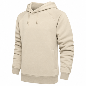 Sweat à capuche pour homme à manches raglan avec cordon de serrage réglable, sans poches sur le devant et poignets côtelés - Product Image 2