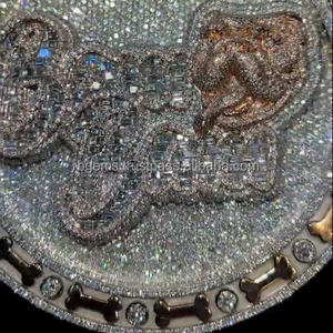 Joyería Fina de Plata 925 Chapada en Oro con Cristales Brillantes y Pedrería, Certificada por IGI, Colgante con Inicial de la Letra B en Forma de Corona, Estilo Hip Hop - Product Image 3