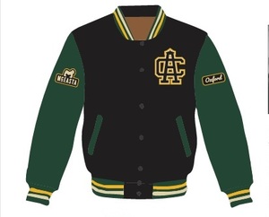 Adults Sizes Black Wool Green Leather Sleeves Winter <b>Hip</b> Hop Vintage Varsity Style Chebucto Outfit Outerwear OEM Service - Product Image 2