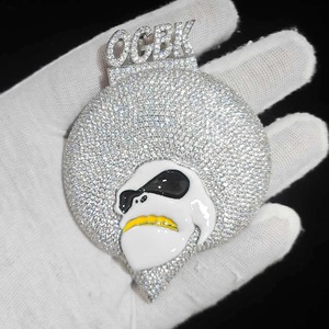 Mens hip hop moissanite OGBK pendant iced afro head design micro pave statement necklace jewellery party gift style - Product Image 2