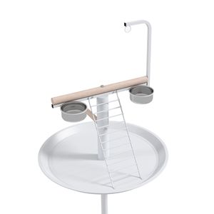 Soporte Redondo para Pájaros con Ruedas, Perchas y Comederos para Loros, Accesorios para Aves - Product Image 6