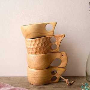 Handmade Acacia Wood Coffee Tea Cup Eco-Friendly Natural Wooden <b>Drinkware</b> Factory Supply - Product Image 3