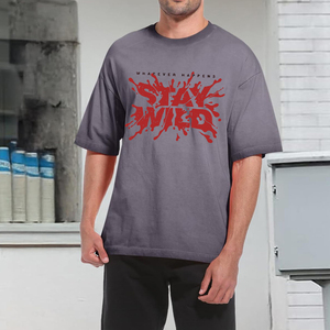 Men's Short Sleeve T-Shirt with Front <b>Logo</b> O-Neck Casual Oversized Fit 100% Cotton Screen Printed - Product Image 4