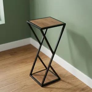 Minimalist Wooden <b>Planter</b> Stand With Metal Frame <b>Rectangle</b> Design For Living Room Indoor Furniture Decoration Durable - Product Image 5