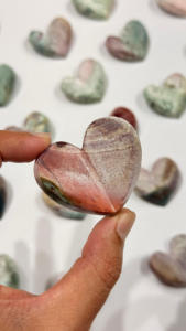 Unicorn Jasper <b>Mini</b> 3D Heart Natural Crystal Heart Small Carved Gemstone Healing Crystal Pocket Stone Gift - Product Image 2