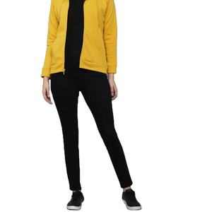 Women Casual Hooded Long-Sleeved Lightweight Sweatshirt <b>Top</b> Autumn Double Zipper 100% Cotton Knitted Front Plain Dyed Quick Dry - Product Image 4