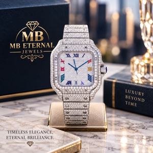 นาฬิกาเพชร MB ETERNAL JEWELS ตัวเรือนสแตนเลสทรงเหลี่ยม หน้าปัดอนาล็อกควอตซ์ ขนาด 36 มม. สายแบบ Deployment Clasp นาฬิกาหรู - Product Image 1