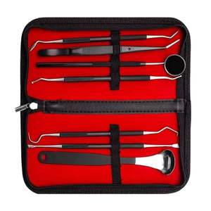 Kit de chirurgie dentaire 10 pièces en étui zippé, comprenant miroir, pinces, détartreur et sonde en acier inoxydable pour procédures diagnostiques, personnalisable - Product Image 2
