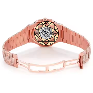 Reloj de Lujo con Incrustaciones de Diamantes Moissanite VVS1, Forma de Cojín, Tono Rosa, Acero Inoxidable, para Hombre y Mujer - Product Image 5
