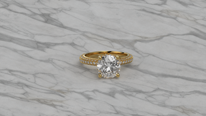 แหวนหมั้นเพชรทรงกลมเจียระไนแบบบริลเลียนท์เคลือบทอง 18K 14K เพชรเพาะเลี้ยงในห้องปฏิบัติการ ประดับด้วยวงแหวนรอบนอกแบบซ่อน และฝังเพชรแบบไมโครเพฟ  แบบโซลิแทร์  รับผลิตตามแบบ OEM เครื่องประดับสั่งทำพิเศษ - Product Image 4