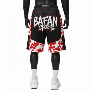 Men Athletic Polyester <b>Mesh</b> Shorts 180 GSM Lightweight Breathable Fabric Black Red Camo Panels Custom Workout <b>Mesh</b> men's shorts - Product Image 2