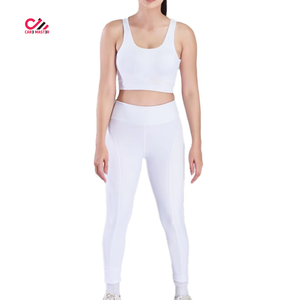 Conjunto de Yoga Ligero para Mujer, Tallas Grandes, Color Sólido, con Logotipo Personalizado en la Parte Delantera, Sin Mangas, Transpirable, 2 Piezas - Product Image 1