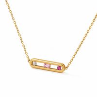 Collier barre en acier inoxydable plaqué or 18 carats avec zircon, bijoux colorés pierres de naissance, vente en gros