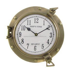 Antique Brass Porthole Vintage Nautical <b>Wall</b> Clock Battery Powered Quartz Marine Ship Design Home Office Hotel Decor - Product Image 1
