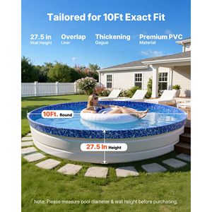 Telo per Piscina Rotondo Sovrapposto da 25m, in Vinile Resistente da 10ft, Facile da Installare, Anti-Perdita, in PE, Altezza Parete 27.5 - Product Image 2