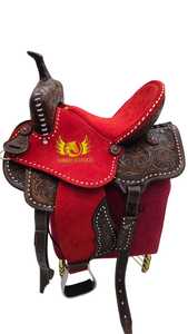 Selle de cheval artisanale personnalisée en cuir naturel souple à motifs floraux, avec quincaillerie en laiton, de qualité supérieure et durable, pour spectacle équestre western et course de baril. - Product Image 4
