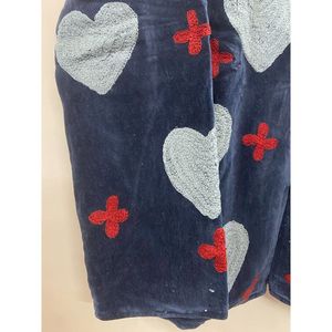 <b>Women</b> Y2K Velvet Suzani <b>Jacket</b> Mandarin Collar Blue Heart Red Cross Embroidery Long Sleeve 100% Cotton <b>Summer</b> Autumn Winter Coat - Product Image 3