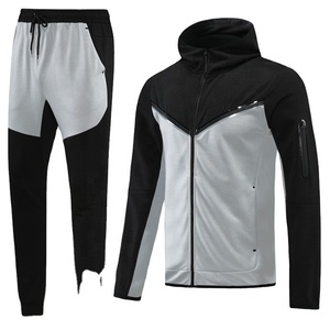 Vêtements d'entraînement personnalisés, 2 pièces, jogging confortable, sweat-shirts à fermeture éclair unis, ensembles de survêtements deux pièces pour hommes - Product Image 3