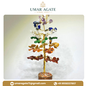 Arbre en pierre d'agate naturelle 7 chakras, fait main, qualité supérieure, 200 copeaux, décoration Feng Shui pour la maison, cadeau - Product Image 2