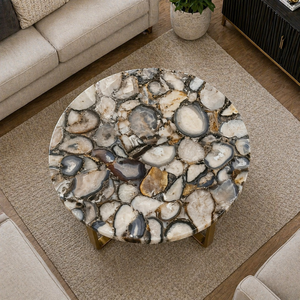 Table basse en agate naturelle faite à la main, moderne, ronde, écologique, pour la décoration du salon, vente en gros, produit personnalisé en vrac - Product Image 2