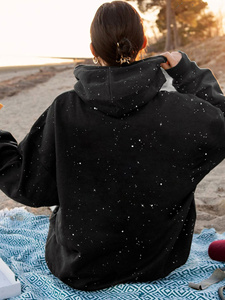 Sudadera con Capucha Extra Grande con Logotipo Personalizado, Diseño de Corazón con Pedrería Negra, Felpa de Algodón Grueso, Estilo Casual Hip Hop para Hombre y Mujer - Product Image 1