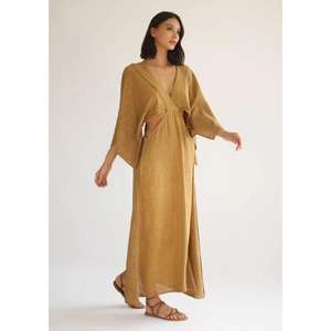 Vestido Maxi Boho de Maternidad para Mujer, Cuello en V, Sin Mangas, Corte Lateral, Holgado, para Verano y Playa, 100% Algodón Ecológico - Product Image 1