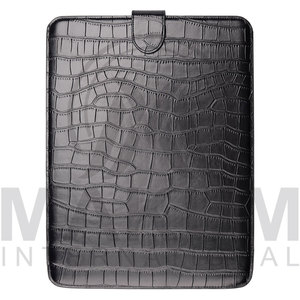 Brown Leather <b>Laptop</b> <b>Sleeve</b> Case with Crocodile Pattern Interior and Gray Textured Side Panel <b>laptop</b> cover - Product Image 6