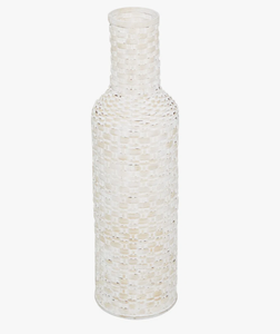 Vase à fleurs décoratif en bambou tressé blanc, style bohème rustique, pour bouteille de vin, grande taille, en promotion - Product Image 1