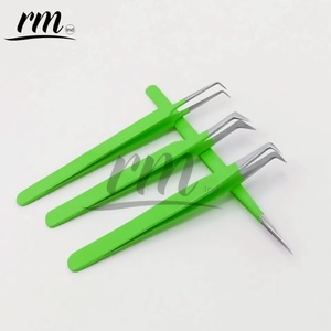 Pince à épiler pour extensions de cils RMI, revêtement en poudre vert clair, précision, durabilité, soins personnels, logo personnalisé - Product Image 3