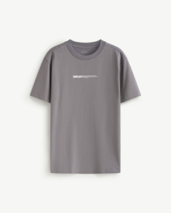 T-shirt en coton tricoté à manches courtes et col rond pour homme, coupe ajustée, grammage lourd, décontracté, écologique, anti-boulochage, infroissable et respirant - Product Image 1