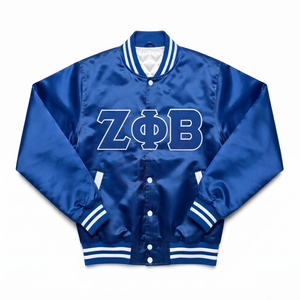Blouson bomber tendance ZPB Zeta Phi Beta personnalisé avec fermeture à boutons en satin, lettres grecques de la sororité, blouson bomber pour femmes - Product Image 6