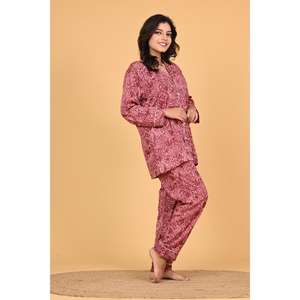 Ensemble de pyjama d'été pour femmes en poly crêpe imprimé, doux, respirant, décontracté, léger, confortable, élégant, idéal pour la détente - Product Image 4