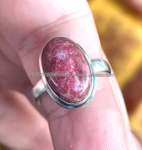 Vente chaude 925 Sterling Silver Boho Ring Handmade Natural Thulite Gemstone Pink Ring Solid for Engagement or Party Gift Her - Product Image 2