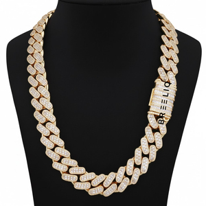 Collar de Cadena de Eslabones Chapado en Rodio de Oro Blanco de 14K con Diamantes Cultivados en Laboratorio, Estilo Hip Hop, Joyería de Lujo para Fiestas, Pasa el Test de Diamantes, Cubano - Product Image 5