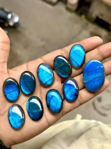 Natural Blue Flash Labradorite Loose Gemstones Cushion Cut Iridescent Natural <b>Stones</b> 30-40mm Sizes for Jewelry Making - Product Image 6