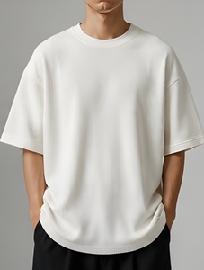 Camiseta Oversize de Punto Waffle para Mayor Comodidad – Camisa de Algodón Pesado Transpirable de Corte Relajado Estilo Urbano - Product Image 2