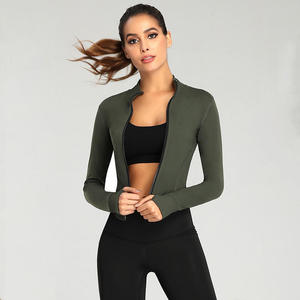 Women's Full Zip Thermal Training Running <b>Jacket</b> Quick Dry Comfort Slimming Tennis Jogging <b>Workout</b> 2 Piece Set Sport Bra Solid - Product Image 5