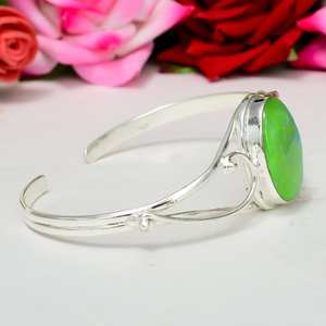 Magnifique bracelet jonc triple opale verte éblouissante en argent sterling 925 massif, fait main, bijou de créateur, cadeau de mariage - Product Image 4