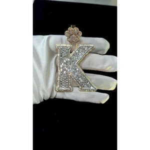 VVS Lab Grown Layered Letter "K" Pendant, Iced out Pendant Custom Letter 925 Sterling Silver Hip Hop Pendant - Product Image 1