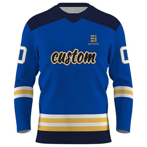 Maillot de hockey sur glace personnalisé avec nom et numéro pour hommes, 100% polyester, sublimation, manches longues, uniforme d'équipe, vente en gros, OEM, ensemble professionnel pour jeunes et adultes - Product Image 1